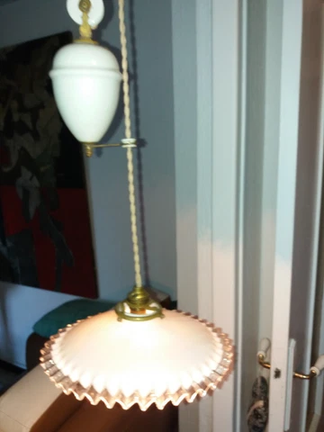 LUSTER CERAMIC AND OPALINE ANTIQUE  RISE & FALL COUNTERWEIGHT PENDANT LIGHT Cover