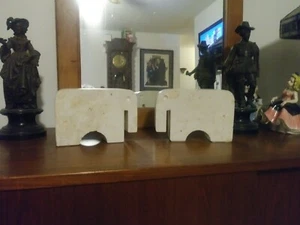 Italian Mid Century Modern Travertino Pair of Elephant Bookends Mannelli - Picture 1 of 5