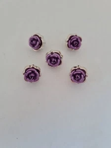 5 purple rose flower shank buttons 1 cm - Picture 1 of 1