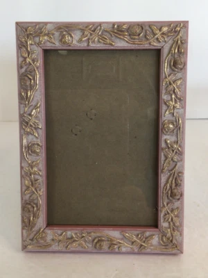 Marco de fotos de madera vintage, dorado y rosa envejecido, hojas y enredaderas Foto 1 de 4