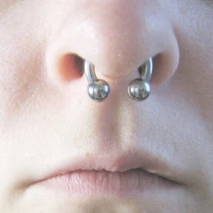 Surgical Steel 14g 10mm  Septum Horseshoe with 6mm Big Balls. - Picture 1 of 6