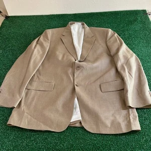 Geoffrey Beene Blazer Sport Coat Two Button Tan Business Suit Wool Silk Mens 46L - Picture 1 of 11