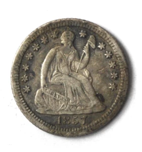 Media moneda de diez centavos de plata libertad sentada 1857 O H10c Nueva Orleans 5c - Imagen 1 de 4