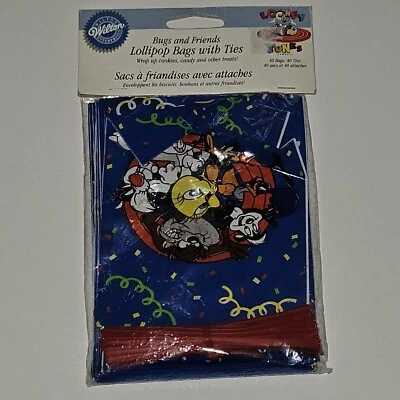 VTG NOS Looney Tunes Party Favor Treat Bags Ties (40 pk) Wilton Bugs Taz Daffy - Image 1 of 4