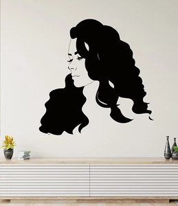 Beautiful Face Decal Hair Salon Women Wall Removable Sticker Room Décor  AA033 - Picture 1 of 3