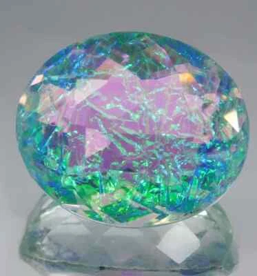 Large Monarch Fire Opal Doublet 72.10 Ct. Oval Cut Loose Gemstone Gift for Women - Image 1 of 4