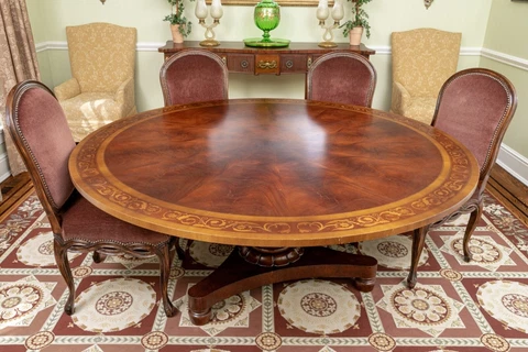 Safavieh Round Mahogany Pedestal Inlaid Dining Table Cover