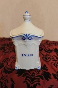 Gerold Porzellan Dose für Nelken Blauweiß Malerei ca. 60er Jahre - Bild 1 von 2