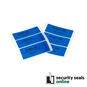 Blue 70mm x 30mm Tamper Evident Security Seal Labels VOIDING Stickers - Foto 1 di 5
