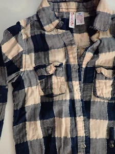 Girls Japna Kids Size 10 Flannel Plaid Collared Shirt Button Up Long Sleeve - Picture 1 of 17