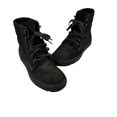 Botas marrones de diseñador de caña alta de gamuza para hombre MONCLER talla 43 Foto 1 de 4