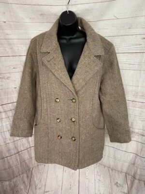 Chaquetón para mujer Stephanie Mathews doble pecho espiga beige-marrón Foto 1 de 4