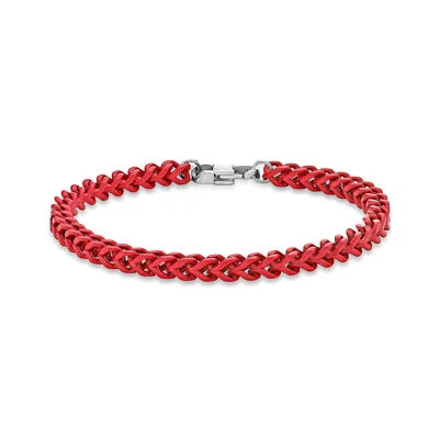 Stainless Steel Red Acrylic 5 MM Thin Franco Chain Bracelet - 9 Inches Long - Image 1 of 4