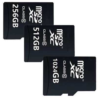New Micro SD SDXC Card U3 V30 250GB 512GB 1024GB Class 10 Memory 4K UHD - Image 1 of 4