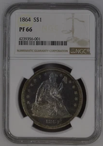 1864 NGC PR66 $45,000 CU Proof Seated Dollar $1 - Picture 1 of 3