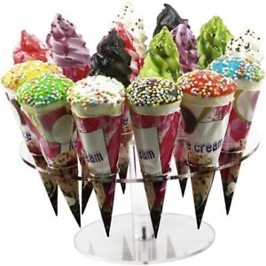 16 Holes Acrylic Ice Cream Cone Holder Stand,Ice Cream Cone Stand Rack…