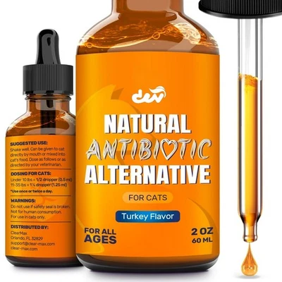 Natural Antibiotics for Cat | Turkey Flavor | Allergy & Infection Support | 2 Oz - Image 1 of 4
