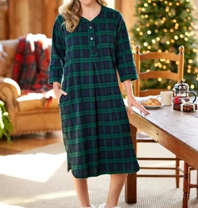 Vermont Country Store NUEVO SIN ETIQUETAS Camisón Franela Algodón Portugués A Cuadros Talla S 6-8 - Imagen 1 de 11