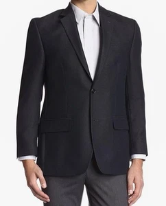 ANDREW FEZZA Men’s Black 100% Silk 2 Button Tic Sportcoat Size 50R - Picture 1 of 6