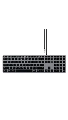 Satechi Slim W3 USB-C Wired Backlit Keyboard for iPad/iMac/MacBook Space Grey - Image 1 of 4