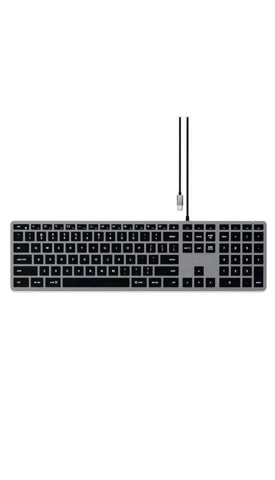 Satechi Slim W3 USB-C Wired Backlit Keyboard for iPad/iMac/MacBook Space Grey - Image 1 of 4
