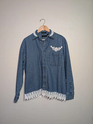 Vtg UltraClub Collection Denim Jacket Women's Size M Embroidered Design & Pocket - Image 1 of 4