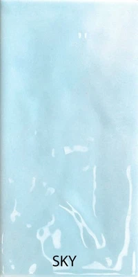 Joyful Sky Blue Glossy Ceramic Wall tile, 100mm x 200mm Metro Style. - Image 1 of 4