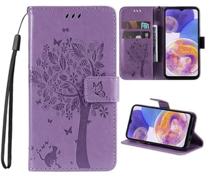 Coque pour Samsung Galaxy A16 Violet Cuir Arbre Portefeuille Housse - Photo 1 sur 4
