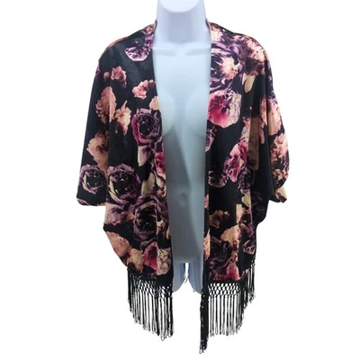 Sweater Womens Medium Fringe Whimsigoth Dark Floral Witchy Romantic Feminine - Image 1 of 4