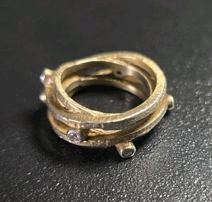 Geometric Sterling Silver Band Ring Glass Ring - Picture 1 of 5