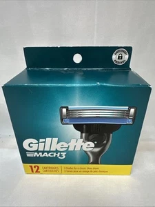 New & Sealed! Gillette Mach 3 Men’s Razor Cartridge Blades Box Of 12 Blades NIB! - Picture 1 of 3