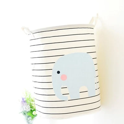  Gestreiftes Elefant -Waschkorb Kind Wäscheeimer Zur Aufbewahrung - Bild 1 von 4