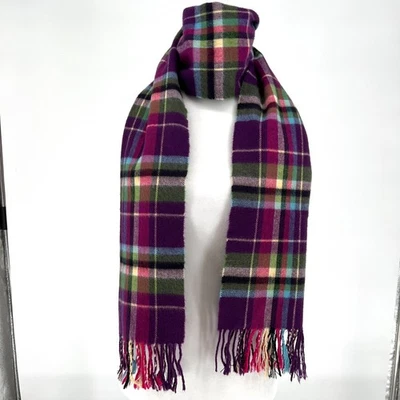 Bufanda a cuadros Better Than Cashmere púrpura multicolor flecos mezcla de lana preppyboho Foto 1 de 4