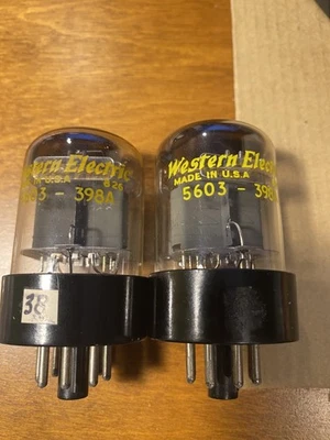 B18 Test matched Pair of WESTERN ELECTRIC TYPE 398A 5603 VACUUM TUBES - Image 1 of 4