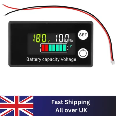 12V Battery Capacity Status LCD Digital Display Indicator Monitor Meter Black UK