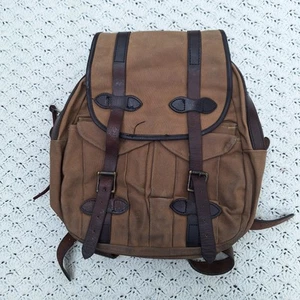 Vtg Filson Rugged Twill Rucksack Bridled Leather USA Made Talon Backpack Pack - Picture 1 of 15