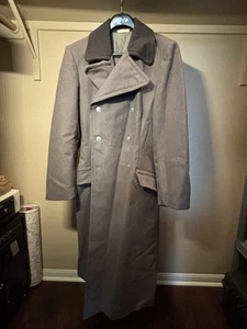 East German NVA Vintage Wool Coat Gray Double Metal Buttons G44 - Picture 1 of 4