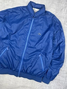 Vtg IZOD Lacoste Jacket Men Medium Blue Full zip Windbreaker Nylon Bomber 80s - Picture 1 of 12