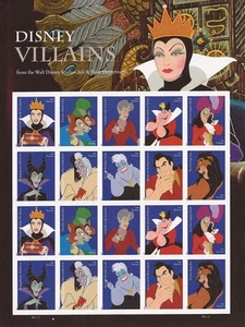 Estampilla de Estados Unidos - Villanos de Disney 2017 - Hoja de 20 estampillas Forever Scott #5213-22 - Imagen 1 de 1