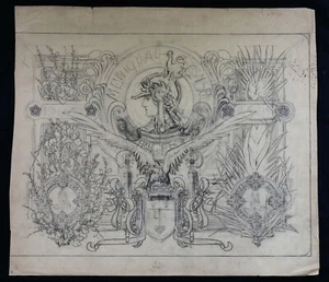 Art Nouveau Sketch Pencil Drawing Of A Municipal Council Map Angers - Picture 1 of 8