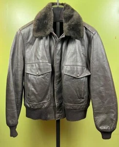 Vtg 60's Oakton Leather Bomber Jacket sz 44R Brown EMAR Pull Quilted Lining - Picture 1 of 6