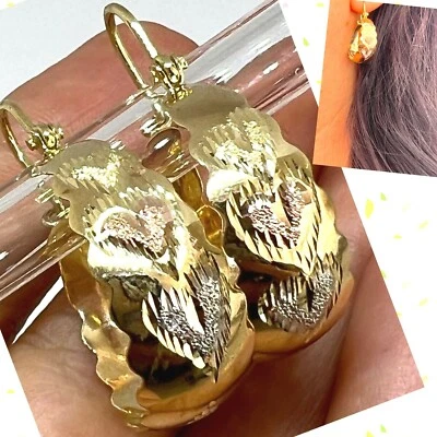 GoLD обруч huggie серьги 14k круглый белый желтый роза широкий толстое сердце 22 мм - Изображение 1 из 4