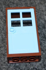 (1) 2x4x6 Lt Blue Door & Brown Frame Brick - NEW Lego Building / House Part - Picture 1 of 1