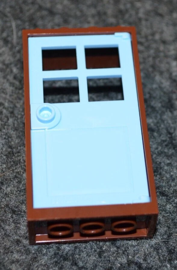 (1) 2x4x6 Lt Blue Door & Brown Frame Brick - NEW Lego Building / House Part - Image 1 of 1