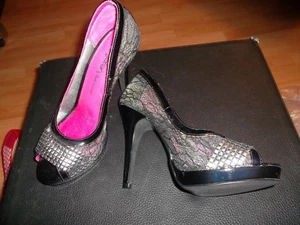 daniela katzenberger,neu,high heels,grösse 37,silber/schwarz/pink - Bild 1 von 12