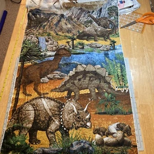 Stonehenge Kids Prehistoric Dinosaurs 24” By 43” Cotton Fabric Panel - New - Picture 1 of 6