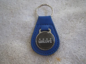 WILLYS JEEP VINTAGE LOGO 1930's 1940's 1950's  LOGO KEYCHAIN KEYRING NEW BLUE - Picture 1 of 2
