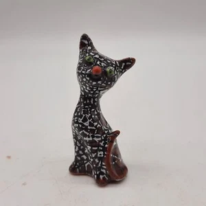 Vintage MCM Redware arte cerámica miniatura gato gatito abstracto - Imagen 1 de 7