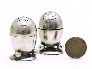 Pair Silver plate Salt & Pepper Egg Shape Caster Marked MPA WH Style 08 - Picture 1 of 10