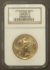 2003 $50 GOLD Eagle One Ounce 1 oz. Graded by NGC MS70 GEM BU : 09977 - Picture 1 of 2